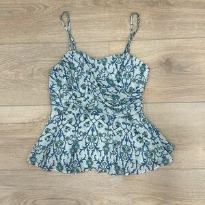 Forever 21 Light Blue Floral Peplum Top
